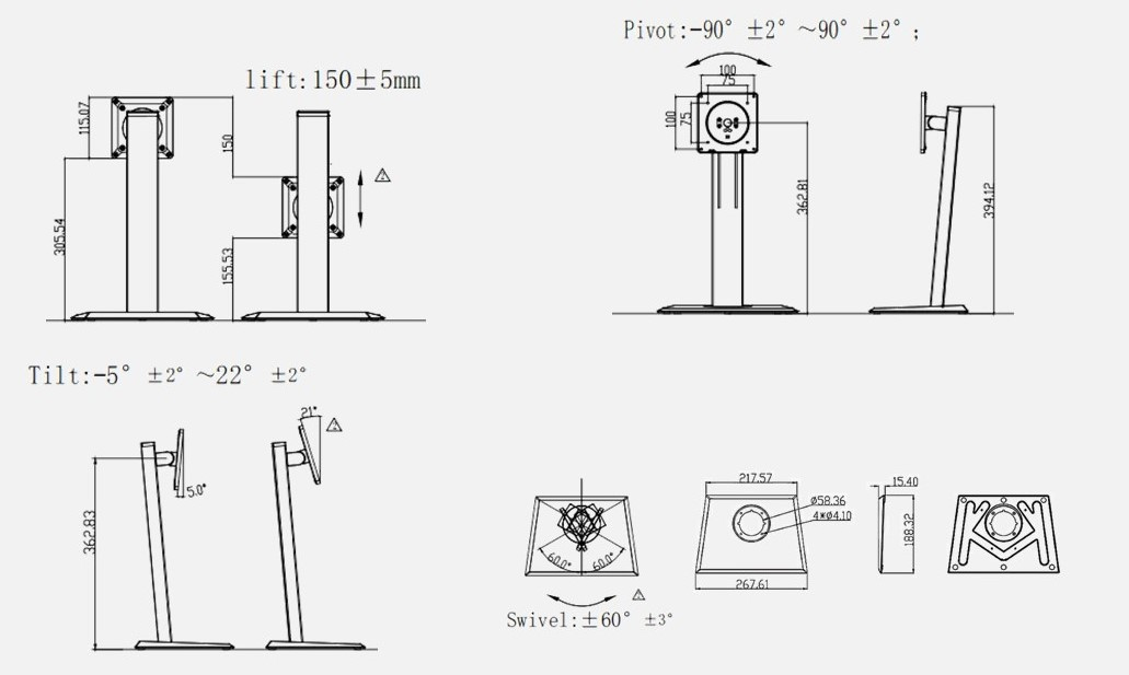 HEIGHT ADJUSTABLE STAND 23.6-28 VESA thumbnail