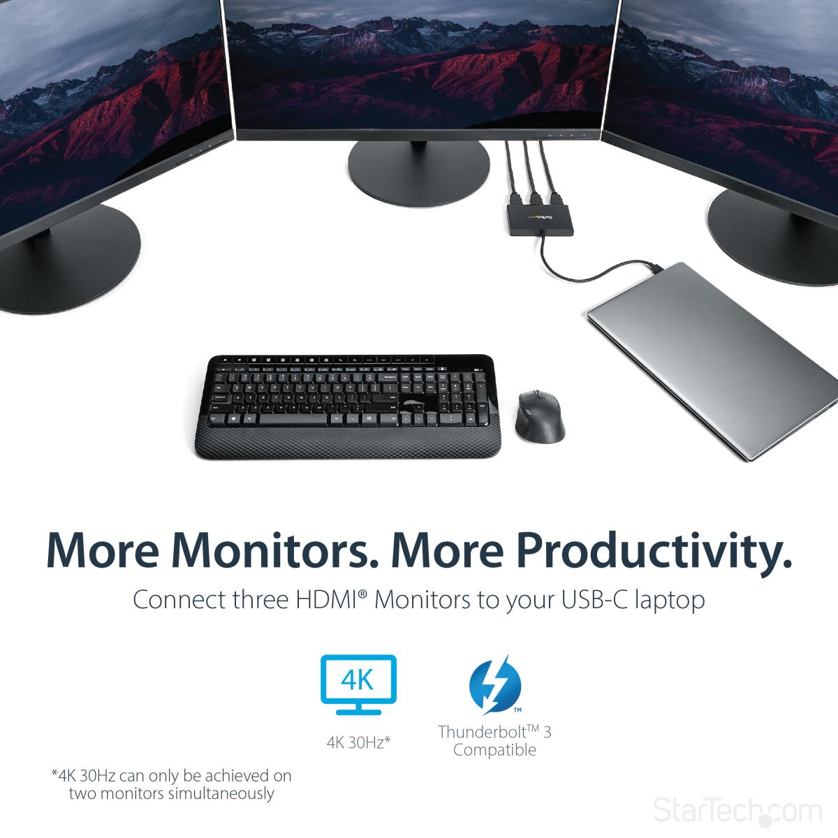 USB C To Hdmi Multi-monitor Adapter - 3-port Mst Hub thumbnail
