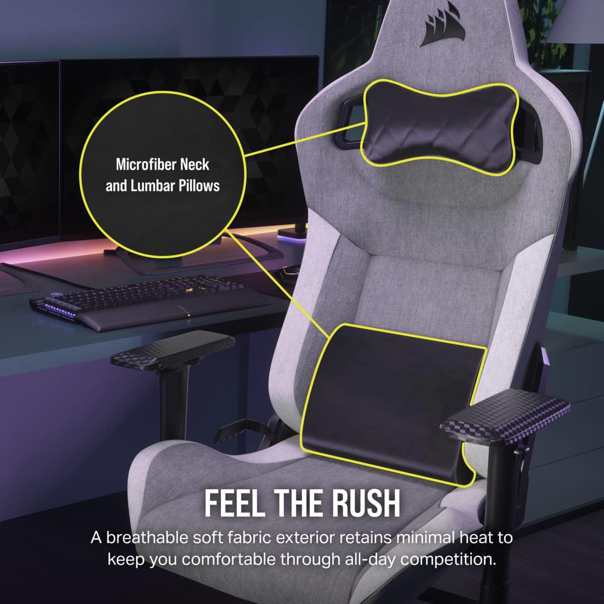 EU Product - T3 Rush Fabric Gaming Chair (2023) - Grey/white thumbnail
