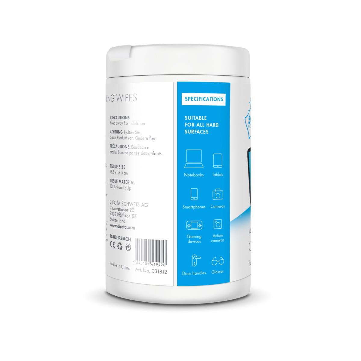 Antibacterial Surface Cleaning Wipes Tub 50 Pieces thumbnail