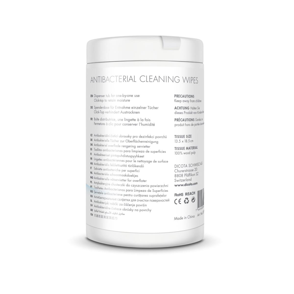 Antibacterial Surface Cleaning Wipes Tub 50 Pieces thumbnail