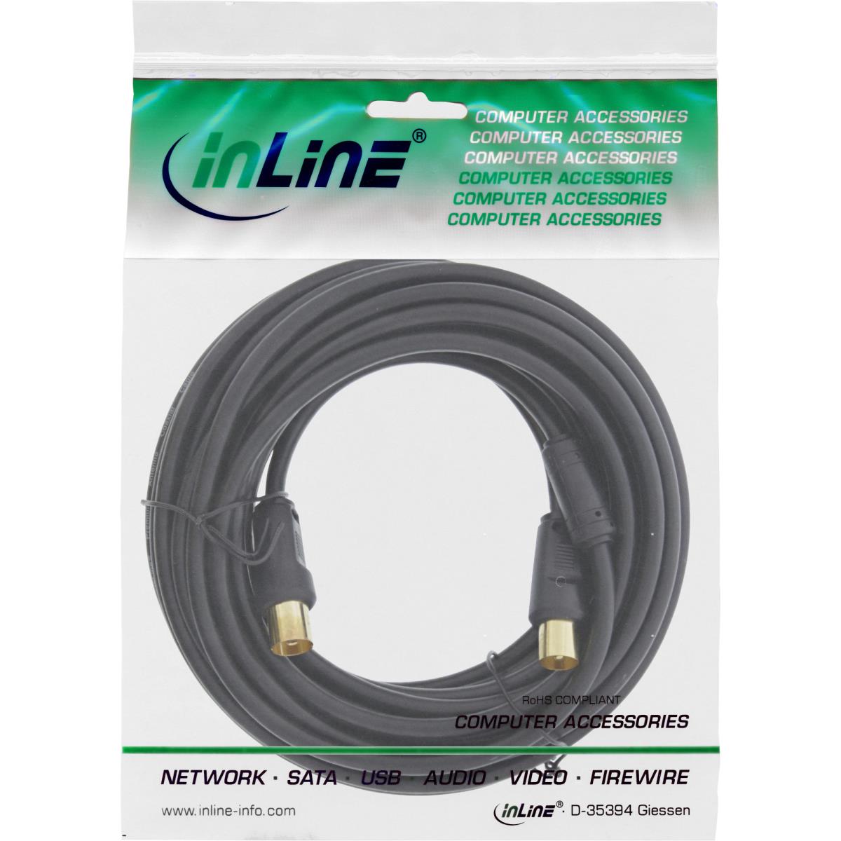 InLine Antenna Cable 2x shielded >85dB black 0.5m thumbnail