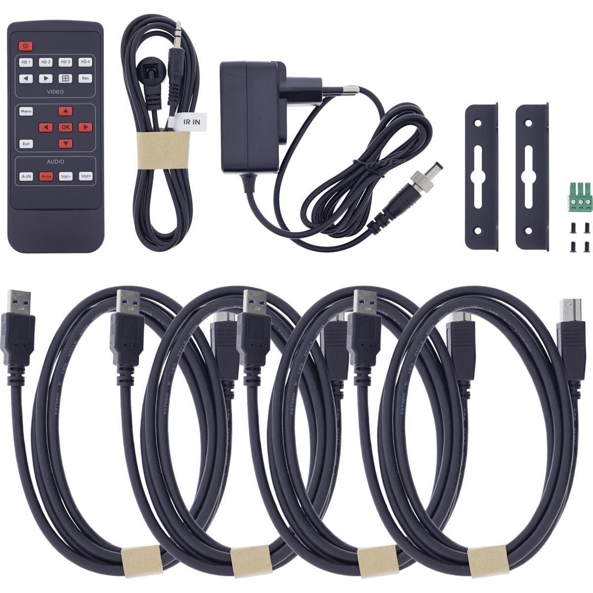EU Product - - KVM Switch, 4-fach, HDMI, 4K60Hz, Multiviewer, USB Hub, schwarz thumbnail