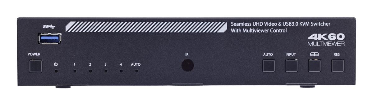 EU Product - - KVM Switch, 4-fach, HDMI, 4K60Hz, Multiviewer, USB Hub, schwarz thumbnail