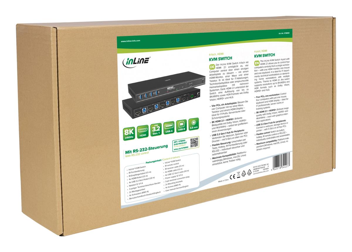 EU Product - - KVM Switch, 4-fach, HDMI, 8K@60Hz, USB 3.2, mit IR & RS-232 thumbnail