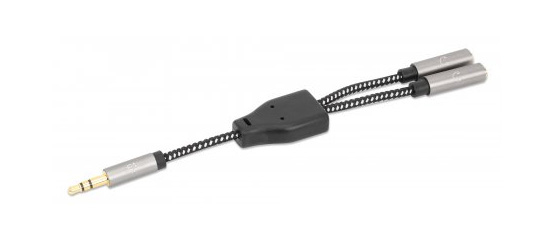 EU Product - Stereo Audio Aux Headphone Y-Splitter Cable thumbnail
