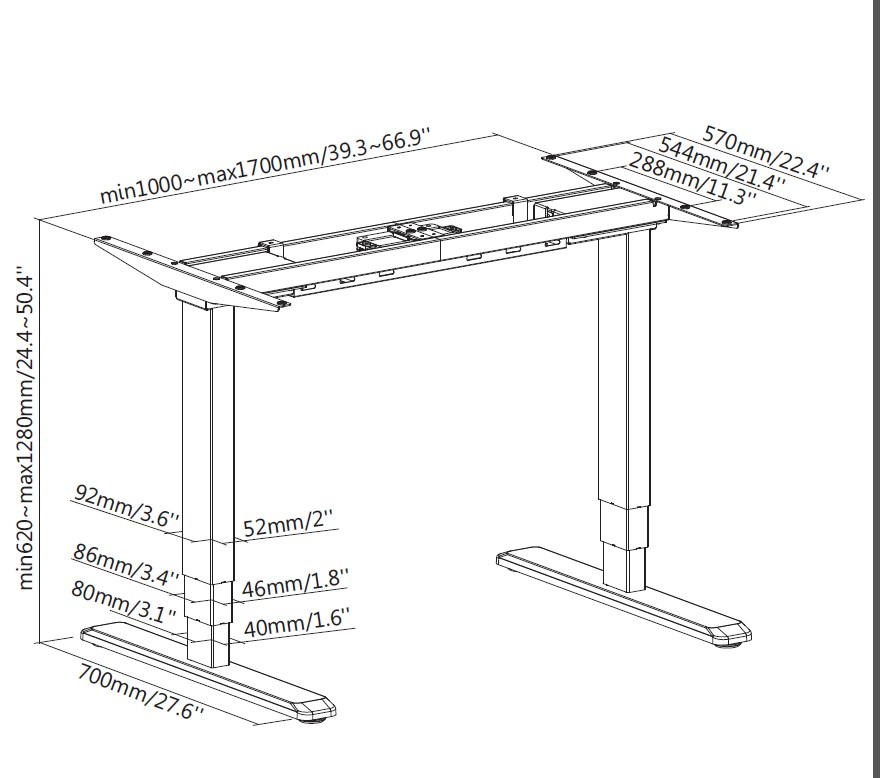 EU Product - Equip ERGO Electric Sit-Stand Desk Frame, Dual Motor, Grey thumbnail