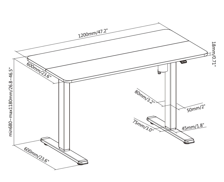 EU Product - ERGO Electric Sit-Stand Desk Frame with Desktop, Grey thumbnail