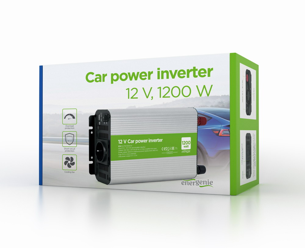 Gembird EG-PWC1200-01 power adapter/inverter Auto 1200 W Grey thumbnail