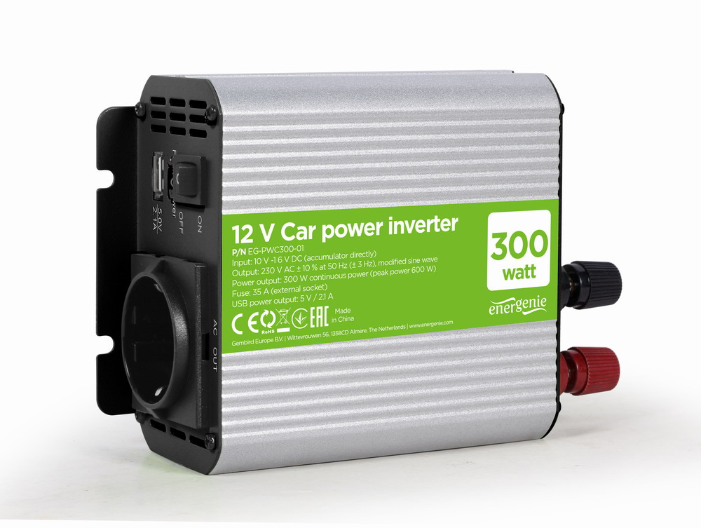 Gembird EG-PWC300-01 power adapter/inverter Auto 300 W Grey thumbnail