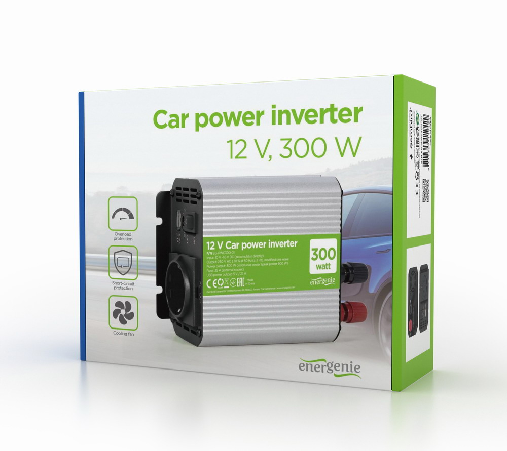 Gembird EG-PWC300-01 power adapter/inverter Auto 300 W Grey thumbnail
