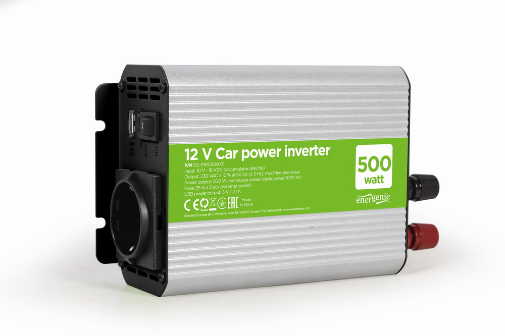 Gembird EG-PWC500-01 power adapter/inverter Auto 500 W Grey thumbnail