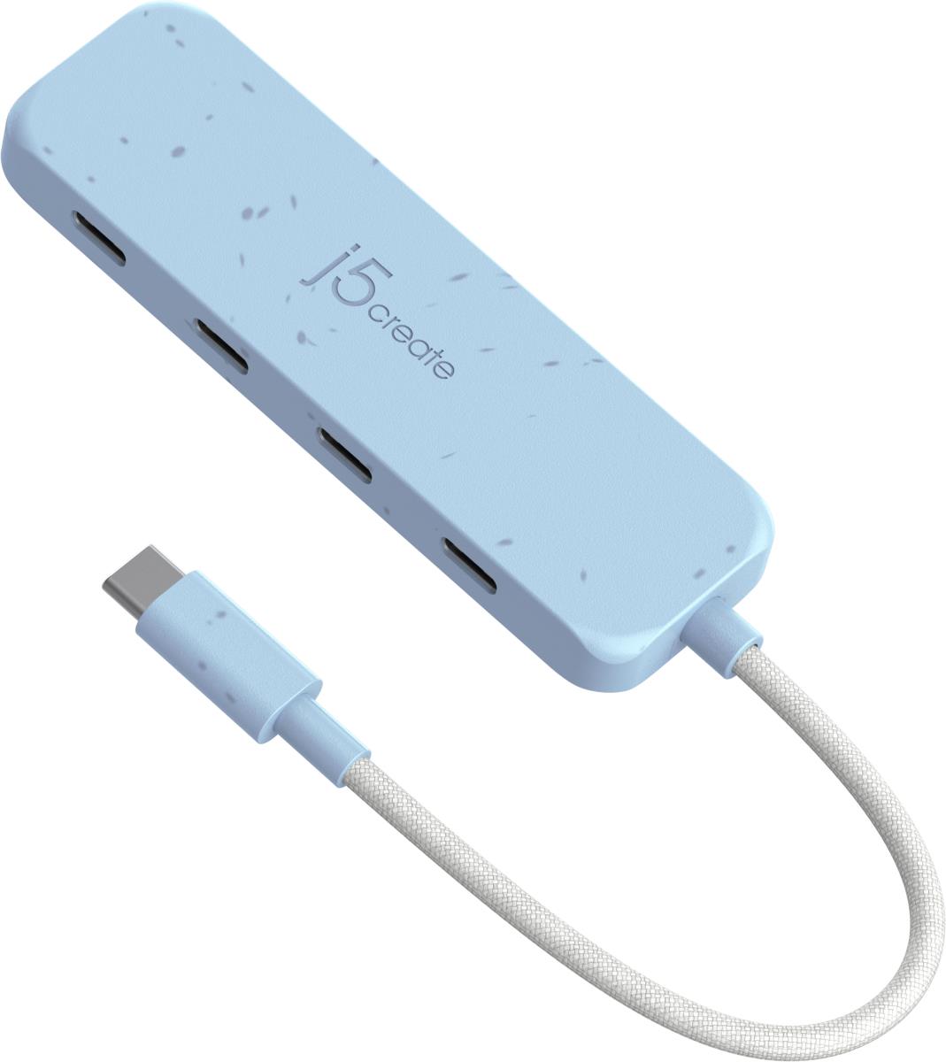 USB-c Hub - USB-c To 4x USB Type-c Gen 2 Hub - Cyan thumbnail