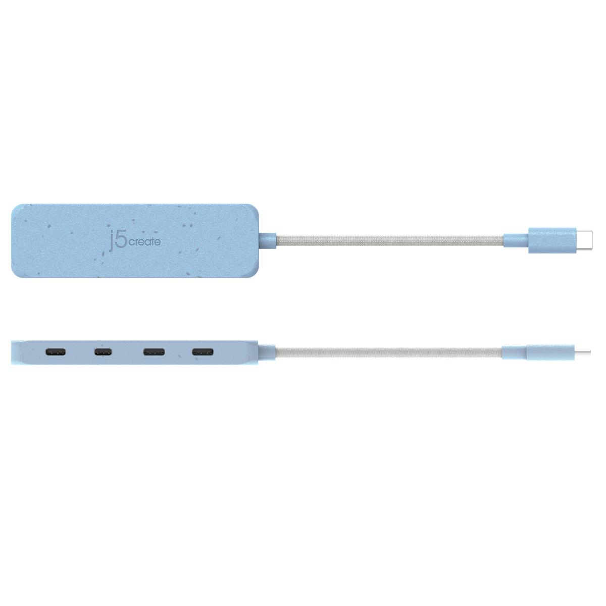 USB-c Hub - USB-c To 4x USB Type-c Gen 2 Hub - Cyan thumbnail
