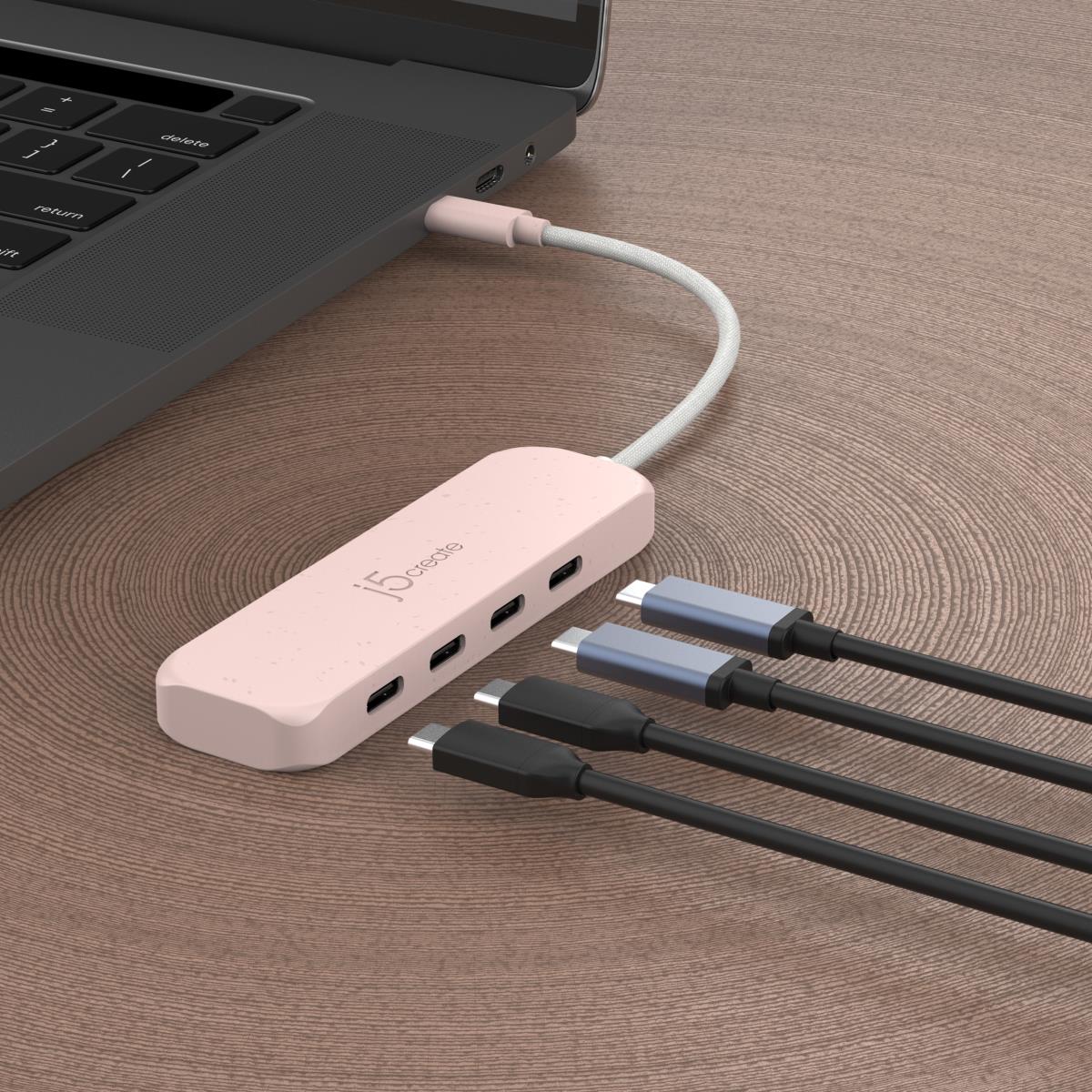 USB-c Hub - USB-c To 4x USB Type-c Gen 2 Hub - Misty Rose thumbnail