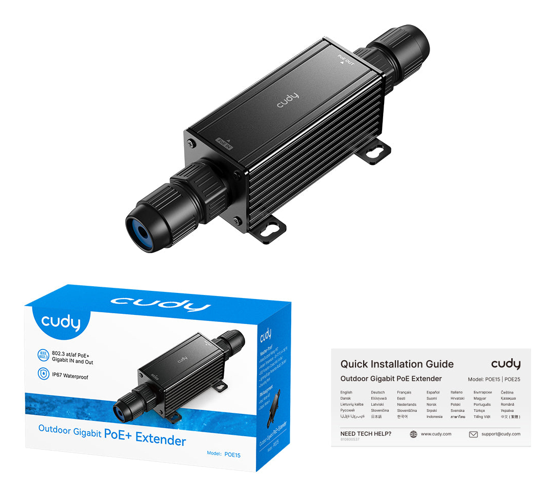 EU Product - PoE+ Outdoor Waterproof Extender POE15 - Switch - 1 Gbps thumbnail