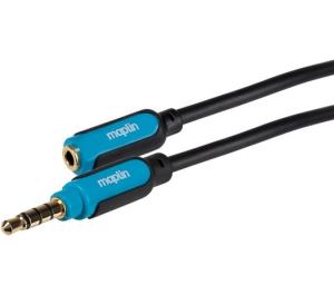 3.5mm Aux Stereo 4 Pole TRRS Jack Plug to 3.5mm Female Jack Extension Cable 3m