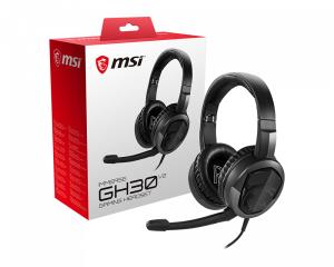 MSI IMMERSE GH30 V2 Gaming Headset 'Black with Iconic Dragon Logo, Wired Inline Audio with splitter