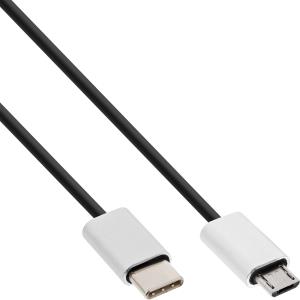 EU Product - - USB 2.0 Kabel, Typ C Stecker an Micro-B Stecker, schwarz/Alu, flexibel, 0.5m