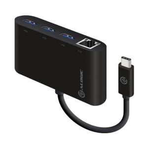 UC3AGE ALOGIC USB-C to Gigabit Ethernet & USB 3. 0 SuperSpeed 3 Port USB Hub - BLACK